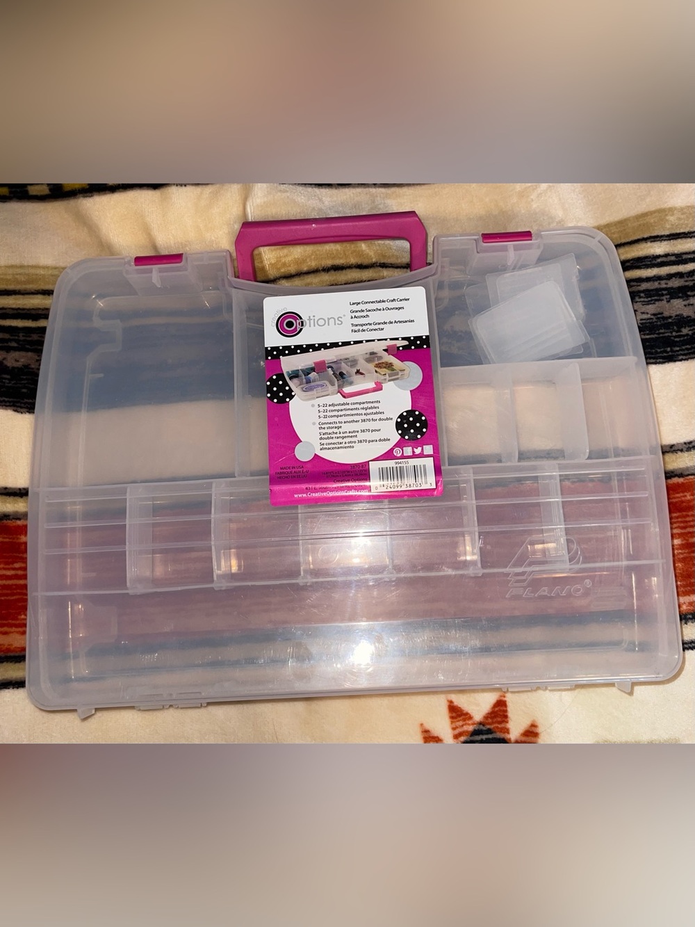 Large Adjustable Craft Carrier - Pink Handle